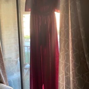 Maroon dress off the shoulder